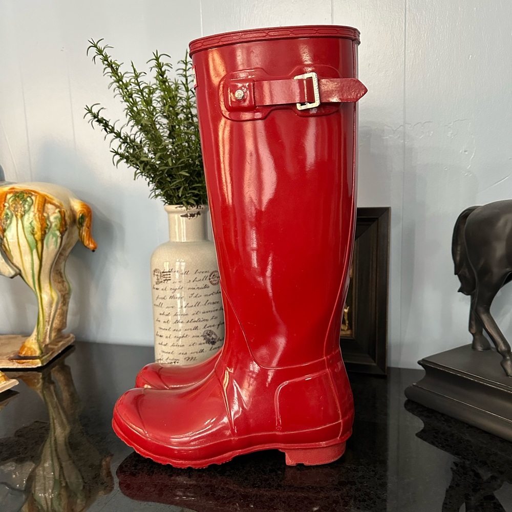 Hunter Original Tall Gloss Military Red Rain Boots
